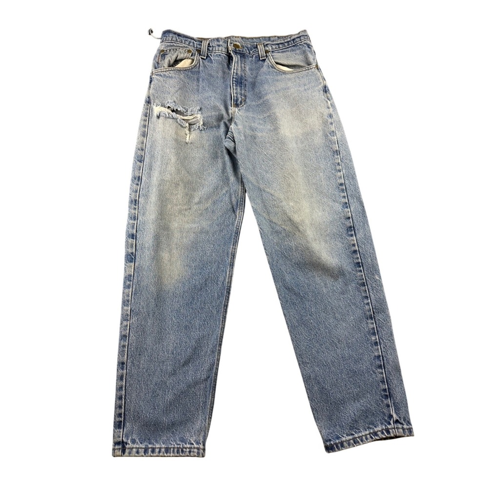 Carhartt Jeans Men 33x29 Blue Relaxed Fit Straight Leg Faded Distressed Workwear